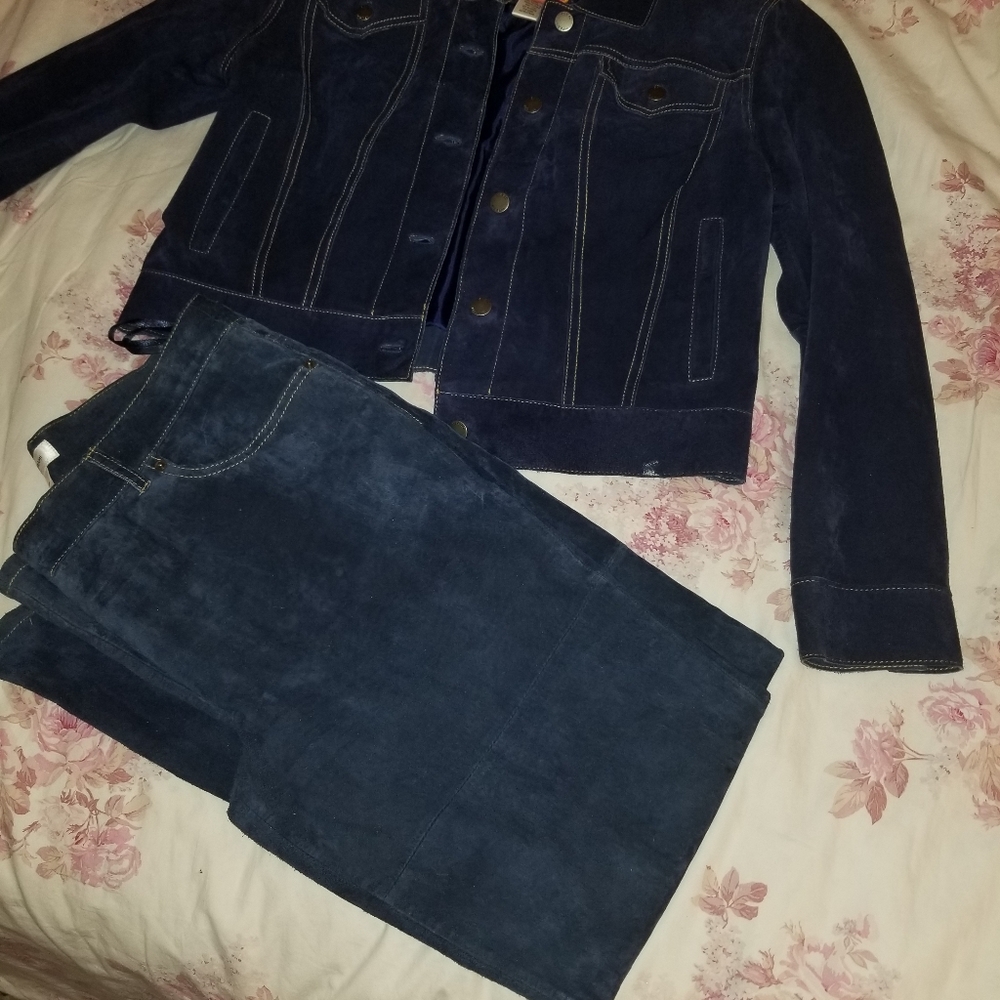 Blue suede suit